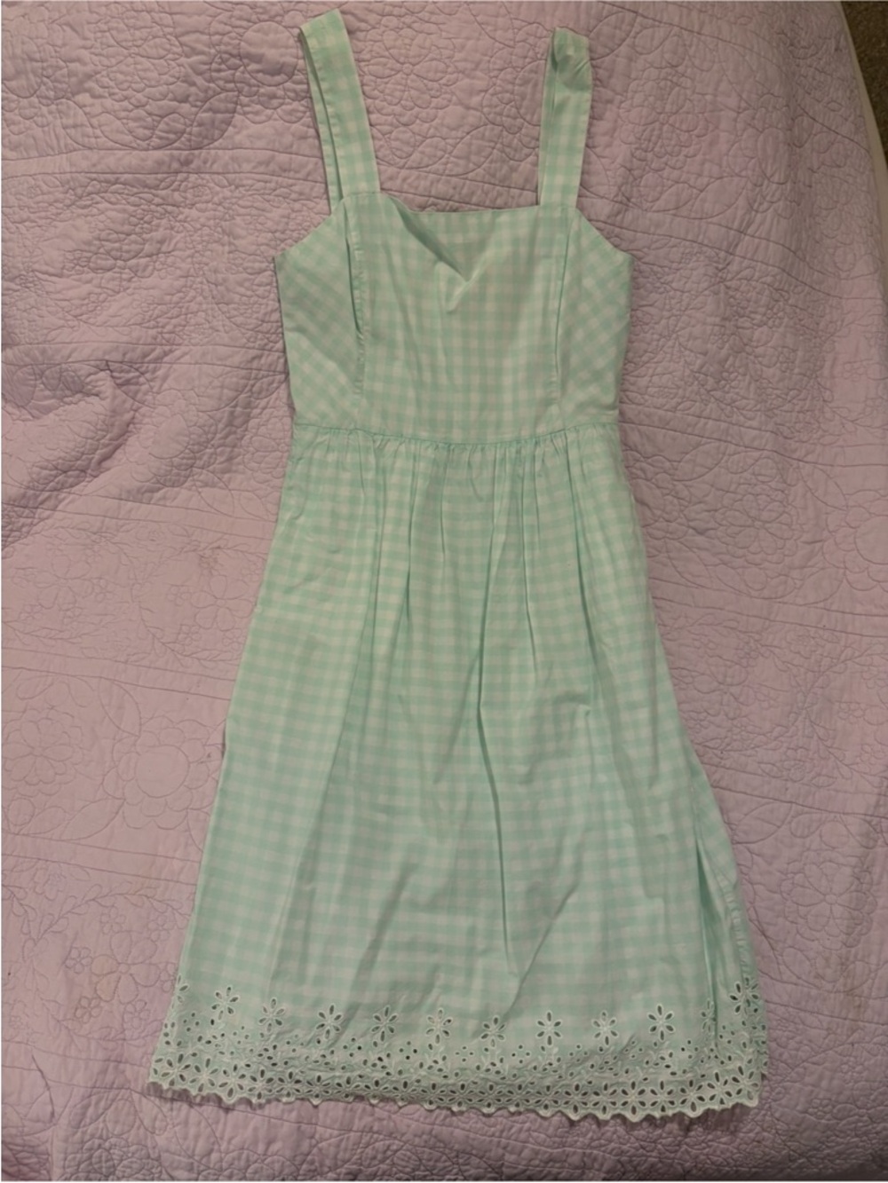 Draper James Mint Gingham Square-Neck Midi Dress - Picture 2 of 5